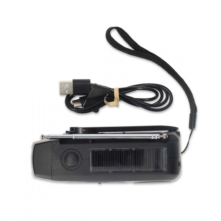 Nedis Nødradio | Bord design | AM / FM | Powerbank funksjon | Accu drevet / Hånd sveiv / USB-Strøm | Sort Nedis Nødradio | Bord design | AM / FM | Powerbank funksjon | Accu drevet / Hånd sveiv / USB-Strøm | Sort