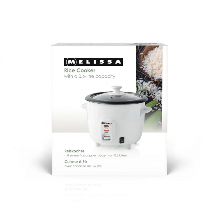 MELISSA Riskoker | 0,6 l | 300 W | Non stick-belegg | Avtakbar bolle | Dampkurv | Hold-varm-funksjon | Automatisk avstengning | Hvit MELISSA Riskoker | 0,6 l | 300 W | Non stick-belegg | Avtakbar bolle | Dampkurv | Hold-varm-funksjon | Automatisk avstengning | Hvit