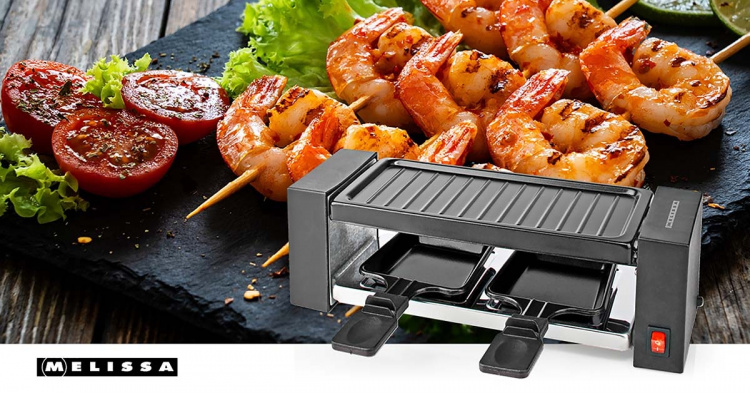 MELISSA Raclette / Gourmetsett | 2 personer | 400 W | 23 x 10 cm | Non-stick-belegg