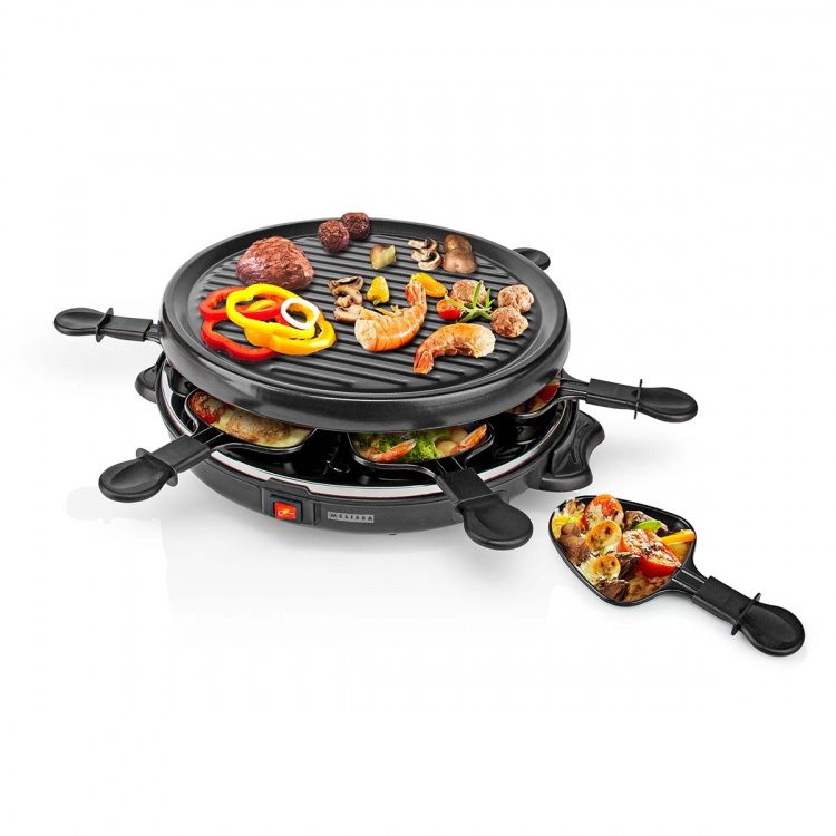 MELISSA Raclette/Gourmet-sett | 6 personer | 800 W | Ø 29 cm | Non-stick-belegg