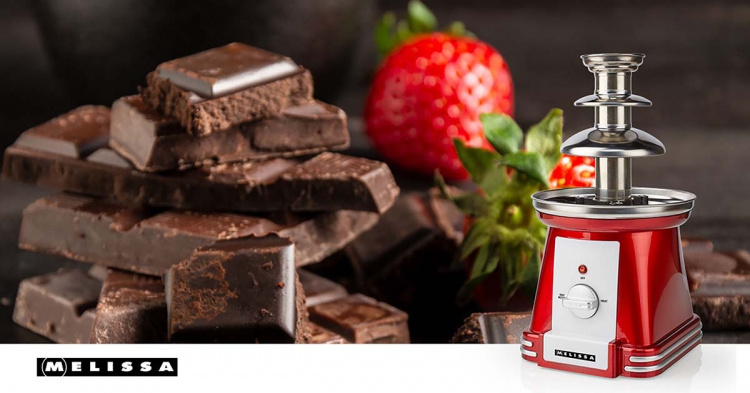 MELISSA Sjokoladefontene | 90 W | 32 cm | 3 metallnivåer | rød / hvit