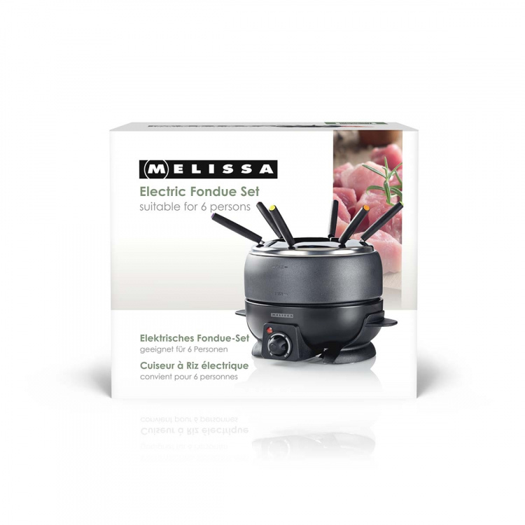 MELISSA Fonduesett | 6 personer | 2,3 l | Justerbar temperaturkontroll | 800 W | Cool touch-håndtak | Sklisikre føtter | Beskyttelse mot overoppheting