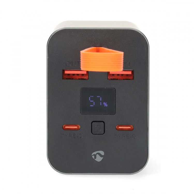 Nedis Power Bank | 30000 mAh | 1.5 / 2.0 / 3.0 / 5.0 A | Antall utganger: 4 | Utgangstilkobling: 2x USB-A / 2x USB-C™ | Inngangstilkobling: 1x USB-C™ | PD3.0 100W / QC3.0 | Lithium-Polymer | Display