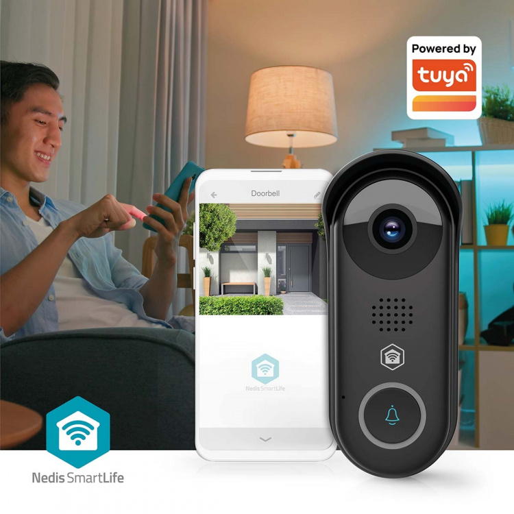 Nedis SmartLife Video Dør Telefon | Omformer | Full HD 1080p | Cloud Storage (valgfritt) / microSD (ikke inkludert) / Onvif | IP54 | Med bevegelses sensor | Nattsyn | Sort
