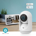 Nedis SmartLife Innendørs kamera | 3MP Full HD 1296p | Panorering og vipping | Cloud Storage (valgfritt) / microSD (ikke inkludert) / Onvif | Med bevegelses sensor | Nattsyn | Hvit
