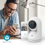 Nedis SmartLife Innendørs kamera | 3MP Full HD 1296p | Panorering og vipping | Cloud Storage (valgfritt) / microSD (ikke inkludert) / Onvif | Med bevegelses sensor | Nattsyn | Hvit