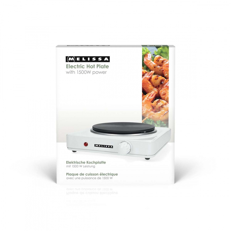 MELISSA Elektrisk kokeplate | 1500 W | Ø 18,5 cm | 6 varmeinnstillinger | Sklisikre føtter | Hvit