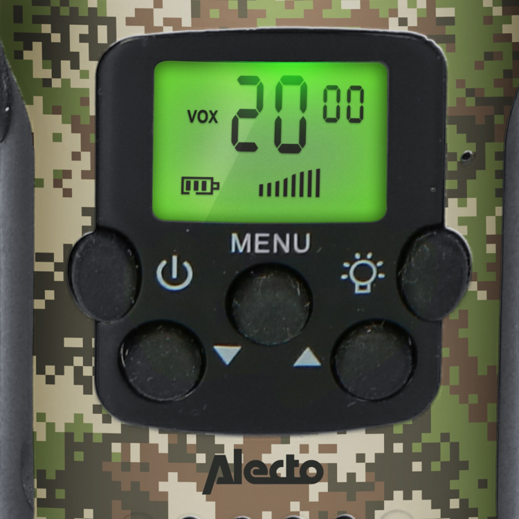 Alecto Sett med 2 walkie talkies med rekkevidde på opptil 7 kilometer Kamuflasje