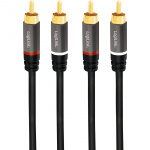 LogiLink Audiokabel 2 x RCA-hane - 2 x RCA-hane 0,5m Metall Svart
