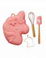 RICE Bakesett Unicorn Love - Rosa - Sett med 4 stk