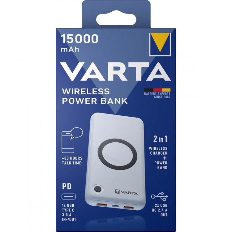 Varta Trådløs strømbank 15.000 mAh