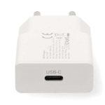 Nedis vegg lader | 20 W | GaN | PD3.0 | Hurtigladefunksjon | 1.67 A / 2.22 A / 3.0 A | Antall utganger: 1 | USB-C™ | Lightning 8-Pin (Løs) Kabel | 1.00 m | Automatisk Spenning Utvalg | Hvit