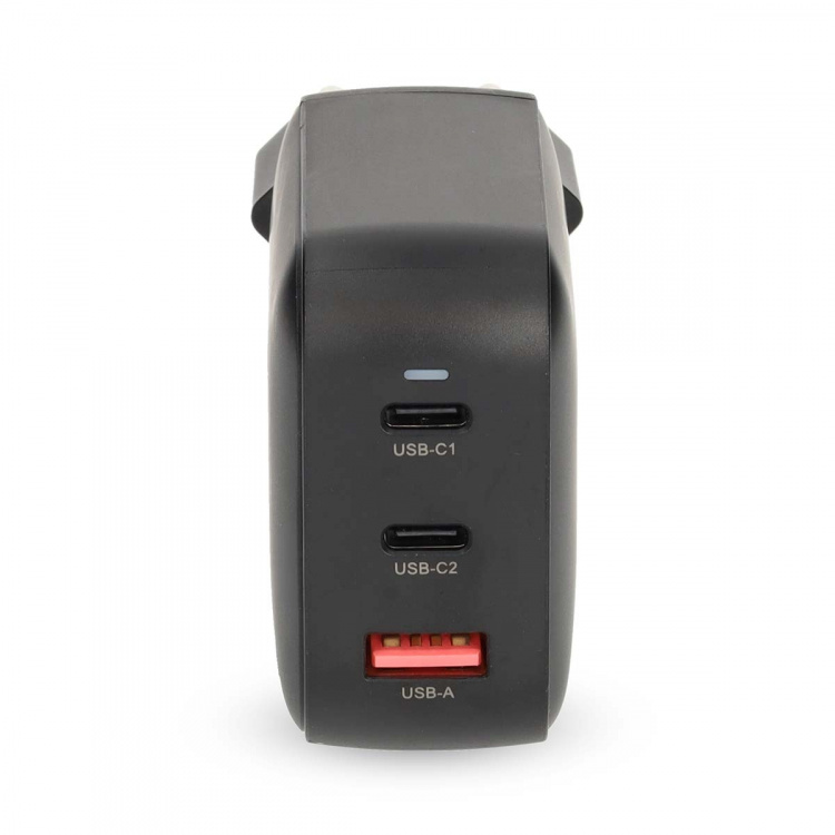 Nedis vegg lader | 100 W | GaN | PD3.0 | Hurtigladefunksjon | 2.5 / 3.0 / 5.0 A | Antall utganger: 3 | USB-A / 2x USB-C™ | Automatisk Spenning Utvalg | Sort