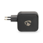 Nedis vegg lader | 100 W | GaN | PD3.0 | Hurtigladefunksjon | 2.5 / 3.0 / 5.0 A | Antall utganger: 3 | USB-A / 2x USB-C™ | Automatisk Spenning Utvalg | Sort