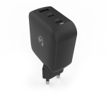 Nedis vegg lader | 100 W | GaN | PD3.0 | Hurtigladefunksjon | 2.5 / 3.0 / 5.0 A | Antall utganger: 3 | USB-A / 2x USB-C™ | Automatisk Spenning Utvalg | Sort