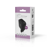 Nedis vegg lader | 100 W | GaN | PD3.0 | Hurtigladefunksjon | 2.5 / 3.0 / 5.0 A | Antall utganger: 3 | USB-A / 2x USB-C™ | Automatisk Spenning Utvalg | Sort