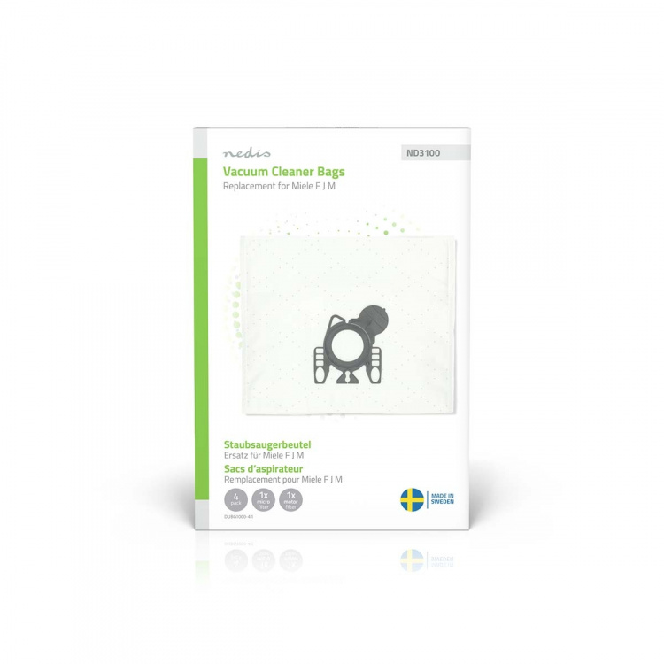 Nedis Støvsugepose- | 4 stk. | Syntetisk | Mest solgt for: Miele FJM | Hvit