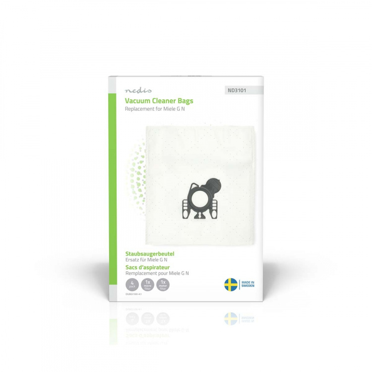 Nedis Støvsugepose- | 4 stk. | Syntetisk | Mest solgt for: Miele GN | Hvit
