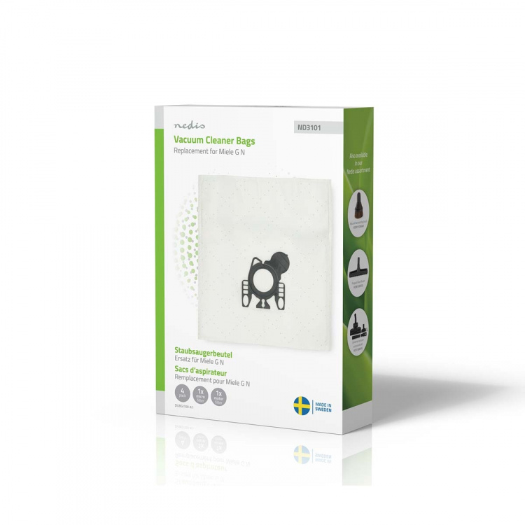 Nedis Støvsugepose- | 4 stk. | Syntetisk | Mest solgt for: Miele GN | Hvit