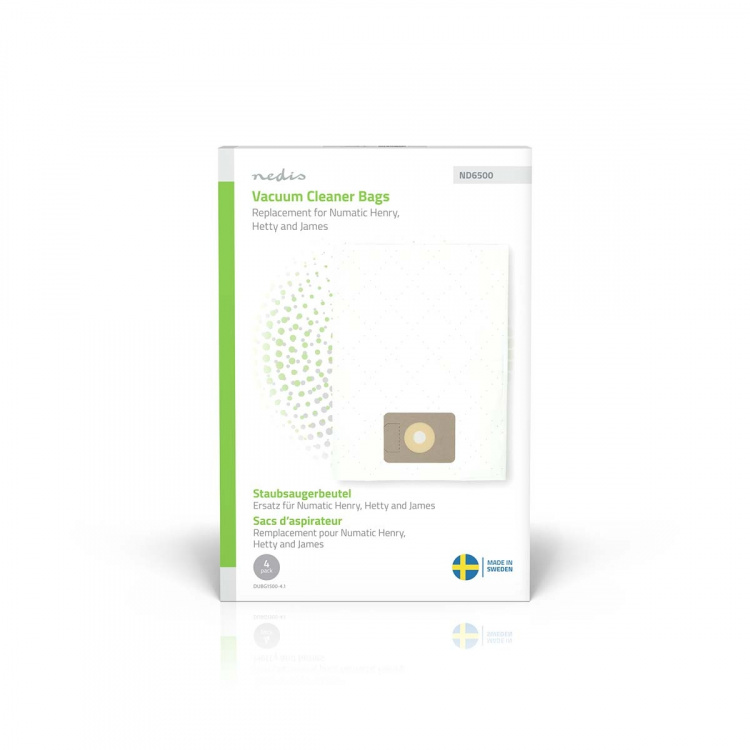 Nedis Støvsugepose- | 4 stk. | Syntetisk | Mest solgt for: Numatic Henry / Hetty / James | Hvit