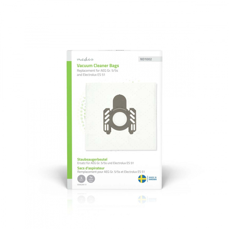 Nedis Støvsugepose- | 4 stk. | Syntetisk | Mest solgt for: AEG Gr. 5/5s and Electrolux ES 51 / AEG GR5 / Electrolux E51 | Hvit