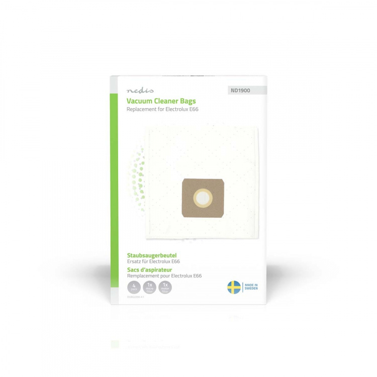 Nedis Støvsugepose- | 4 stk. | Syntetisk | Mest solgt for: Electrolux E66 | Hvit