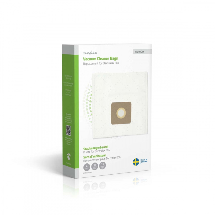 Nedis Støvsugepose- | 4 stk. | Syntetisk | Mest solgt for: Electrolux E66 | Hvit