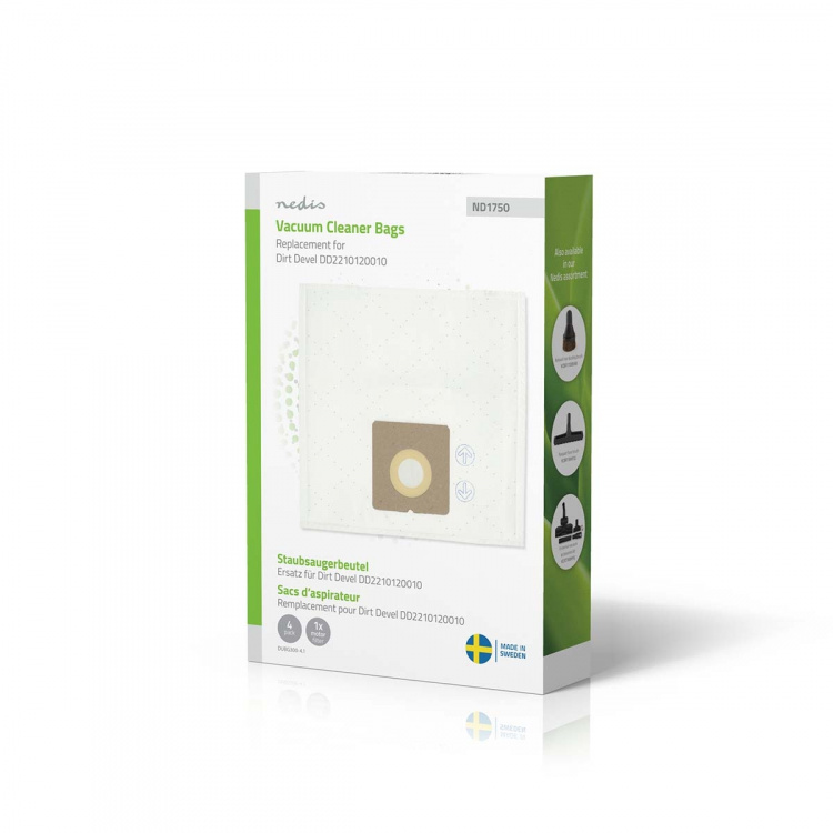 Nedis Støvsugepose- | 4 stk. | Syntetisk | Mest solgt for: Dirt Devil Swiffy M 1550 - 1556 Series | Hvit