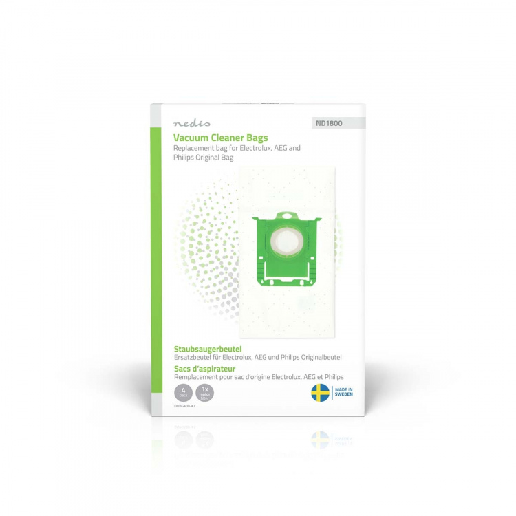 Nedis Støvsugepose- | 4 stk. | Syntetisk | Mest solgt for: Replacement for Electrolux, AEG and Philips Original Bag | Hvit
