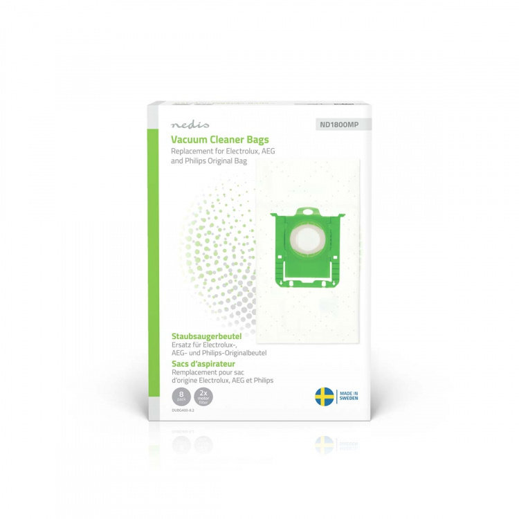 Nedis Støvsugepose- | 8 stk. | Syntetisk | Mest solgt for: Replacement for Electrolux, AEG and Philips Original Bag | Hvit