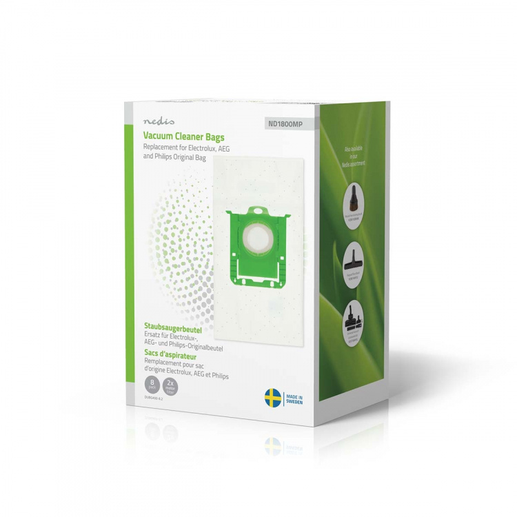 Nedis Støvsugepose- | 8 stk. | Syntetisk | Mest solgt for: Replacement for Electrolux, AEG and Philips Original Bag | Hvit