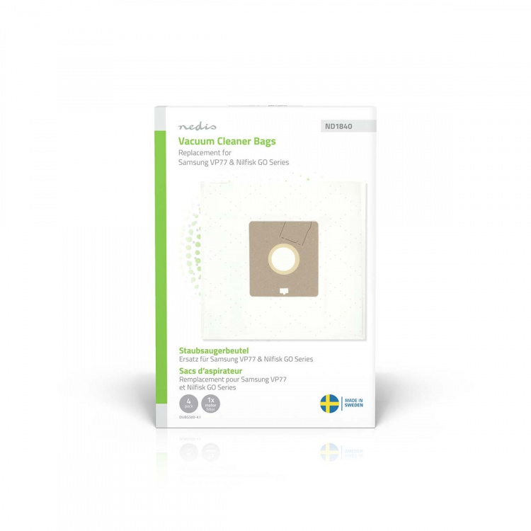 Nedis Støvsugepose- | 4 stk. | Syntetisk | Mest solgt for: Nilfisk Go Series / Samsung VP77 | Hvit