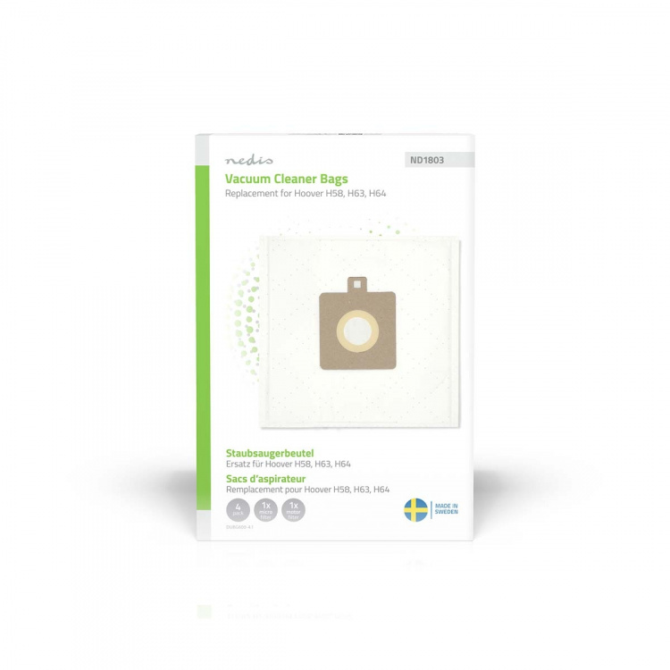 Nedis Støvsugepose- | 4 stk. | Syntetisk | Mest solgt for: Hoover H58 | Hvit