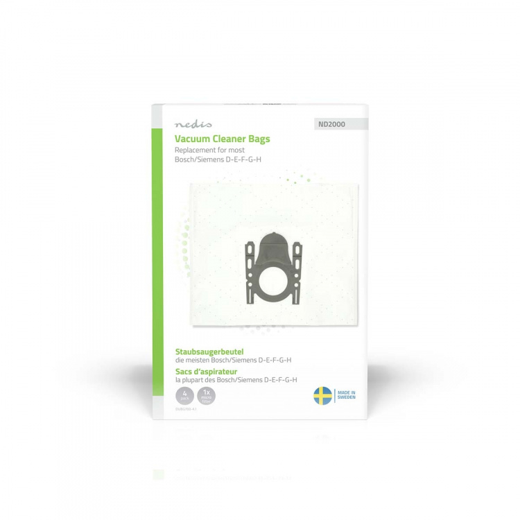 Nedis Støvsugepose- | 4 stk. | Syntetisk | Mest solgt for: Bosch / Siemens D - E - F - G - H | Hvit