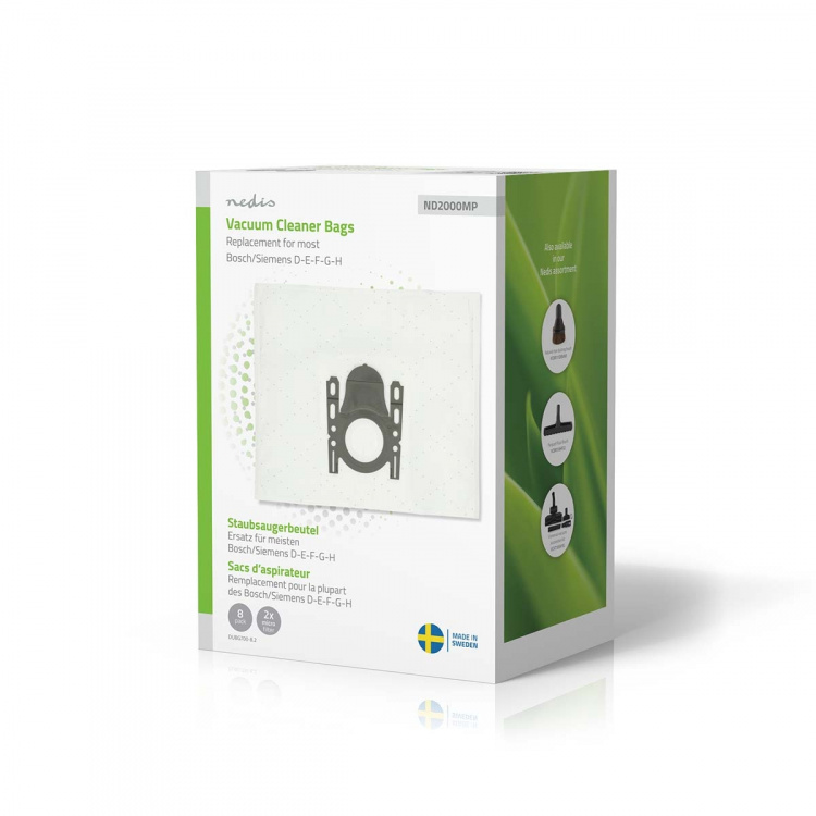 Nedis Støvsugepose- | 8 stk. | Syntetisk | Mest solgt for: Bosch / Siemens D - E - F - G - H | Hvit Nedis Støvsugepose- | 8 stk. | Syntetisk | Mest solgt for: Bosch / Siemens D - E - F - G - H | Hvit