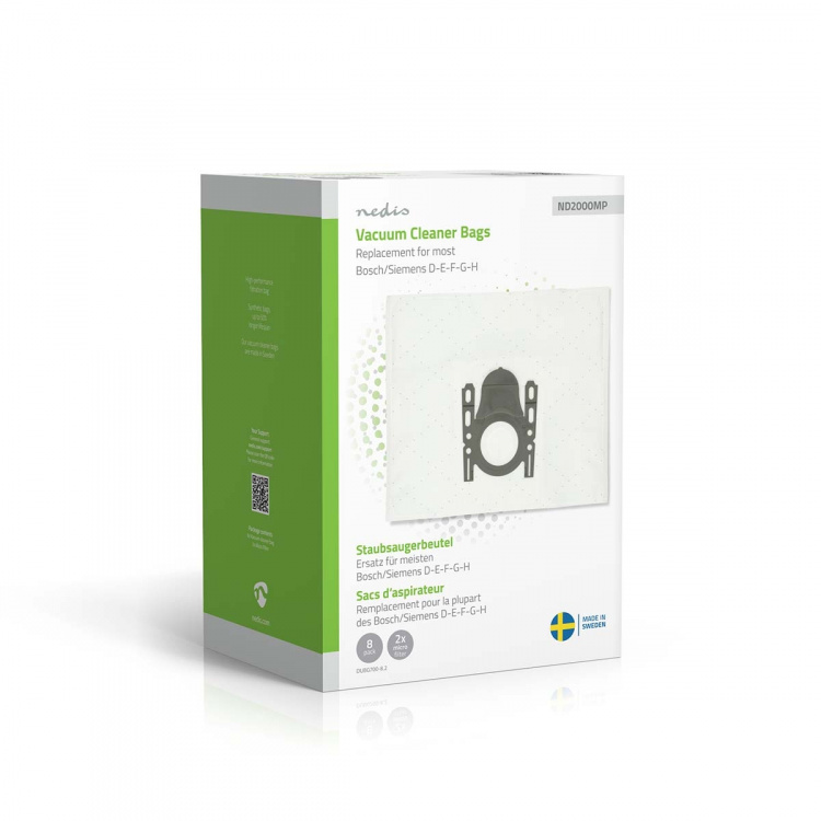 Nedis Støvsugepose- | 8 stk. | Syntetisk | Mest solgt for: Bosch / Siemens D - E - F - G - H | Hvit Nedis Støvsugepose- | 8 stk. | Syntetisk | Mest solgt for: Bosch / Siemens D - E - F - G - H | Hvit