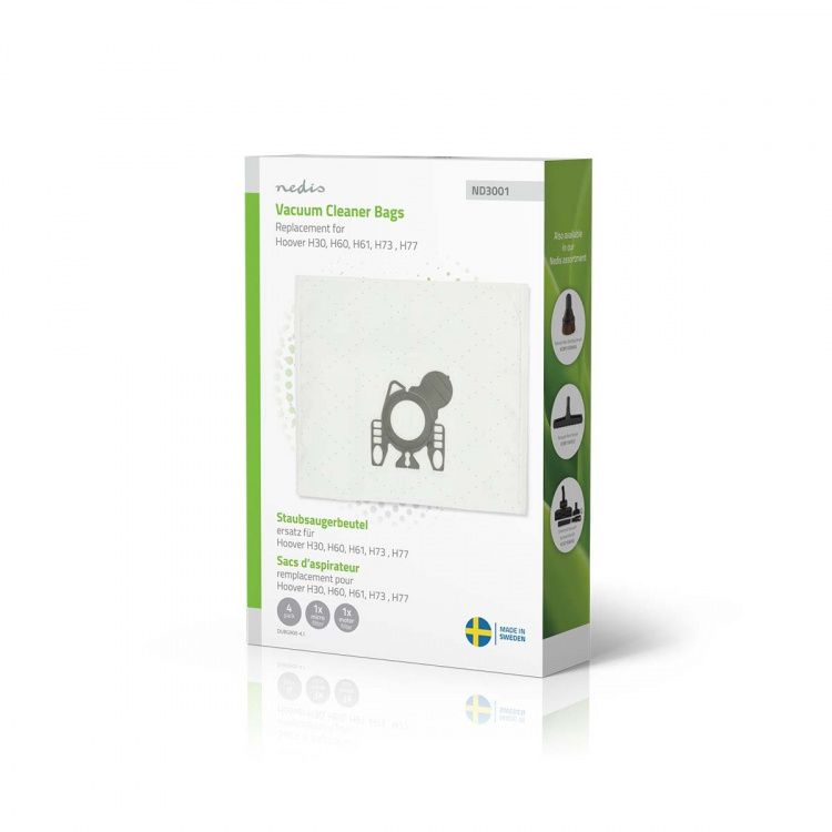 Nedis Støvsugepose- | 4 stk. | Syntetisk | Mest solgt for: Hoover H60 / Hoover H61 / Hoover H73 / Hoover H77 | Hvit