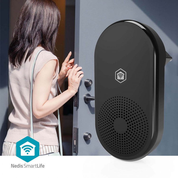 Nedis SmartLife-Klokke | RF, frequency 433 Mhz | Tilbehør til: WIFICDP11BK / WIFICDP21BK / WIFICDP31BK | Nettstrøm drevet | 55 Lyder | 110 - 240 V AC 50/60 Hz | Justerbar volum | Sort Nedis SmartLife-Klokke | RF, frequency 433 Mhz | Tilbehør til: WIFICDP11BK / WIFICDP21BK / WIFICDP31BK | Nettstrøm drevet | 55 Lyder | 110 - 240 V AC 50/60 Hz | Justerbar volum | Sort