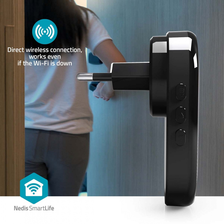 Nedis SmartLife-Klokke | RF, frequency 433 Mhz | Tilbehør til: WIFICDP11BK / WIFICDP21BK / WIFICDP31BK | Nettstrøm drevet | 55 Lyder | 110 - 240 V AC 50/60 Hz | Justerbar volum | Sort Nedis SmartLife-Klokke | RF, frequency 433 Mhz | Tilbehør til: WIFICDP11BK / WIFICDP21BK / WIFICDP31BK | Nettstrøm drevet | 55 Lyder | 110 - 240 V AC 50/60 Hz | Justerbar volum | Sort