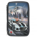 Dino World Monster Cars Trippel pennal med LED, politibil - (0413333)