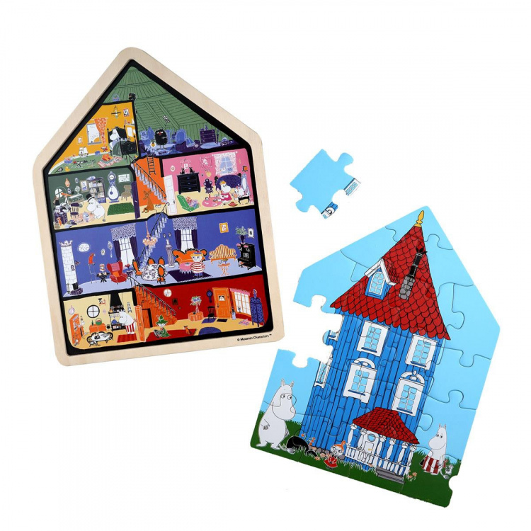 Moomin Puslespill 19 Pcs Wooden Framed Puzzle House