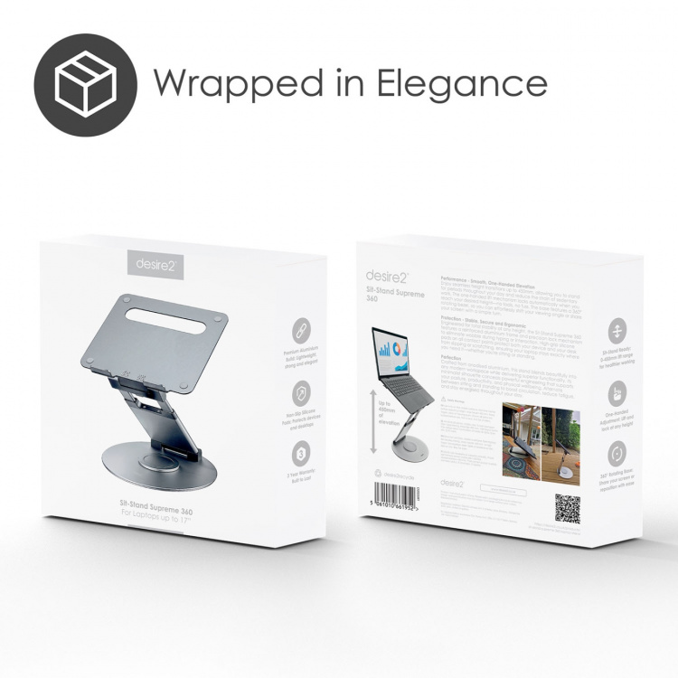 Desire2 Nettbrett Stativ Sit-Stand Supreme 360 Aluminium
