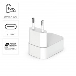 Hama Lader 1xUSB-C GaN PD 30W Rask Sammenleggbar Mini Hvit