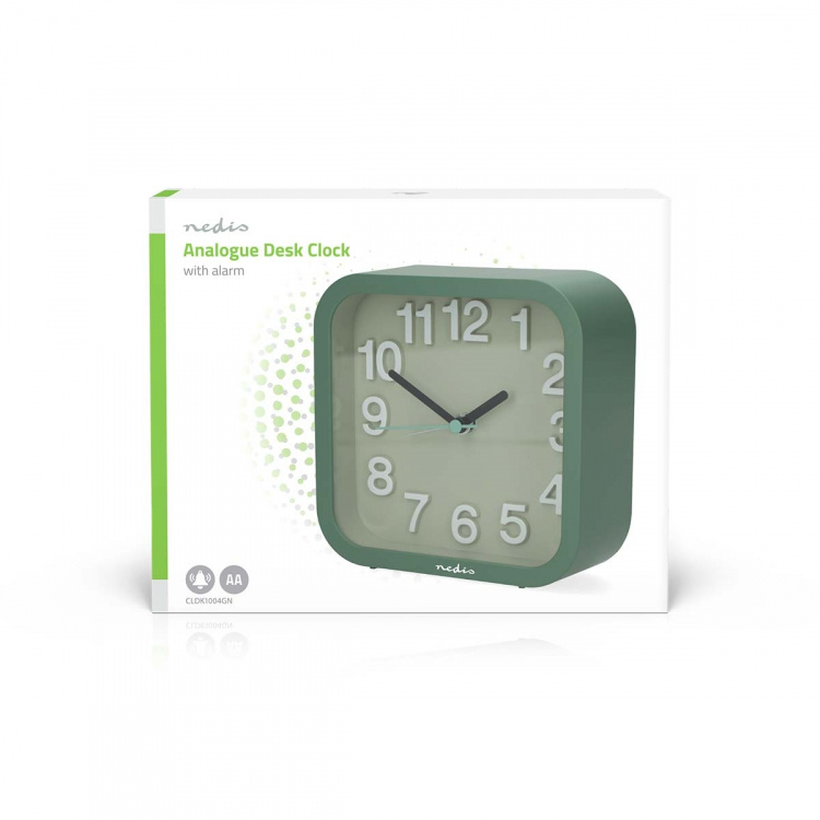 Nedis Analog Desk Alarm Clock | slumrefunksjon | Stille urverk | Grøn