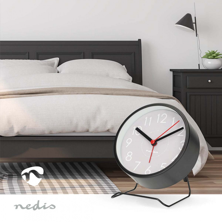 Nedis Analog Desk Alarm Clock | slumrefunksjon | Stille urverk | Sort