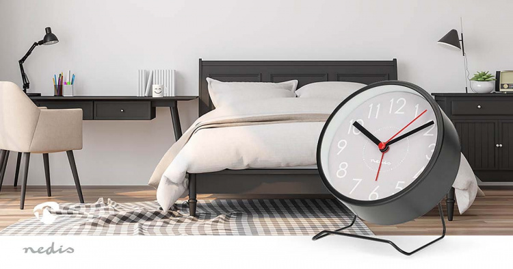 Nedis Analog Desk Alarm Clock | slumrefunksjon | Stille urverk | Sort