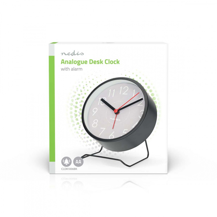 Nedis Analog Desk Alarm Clock | slumrefunksjon | Stille urverk | Sort