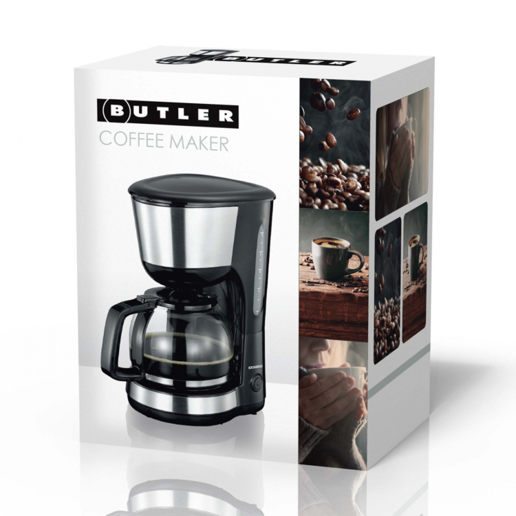 Butler Kaffetrakter | 1,25 l | 1000 W | 10 kopper | Hold-varm-funksjon | Automatisk avstengning | Svart / rustfritt stål