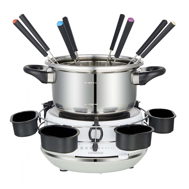 MELISSA Elektrisk fondue 2L 1200W rustfritt stål / hvit MELISSA Elektrisk fondue 2L 1200W rustfritt stål / hvit