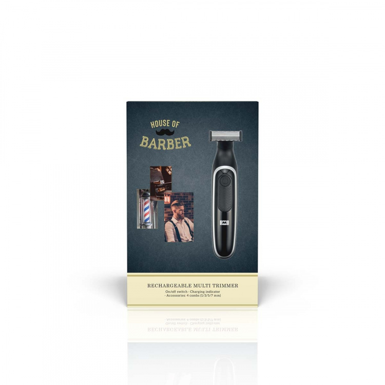 MELISSA Oppladbar skjegg- og kroppstrimmer med ultratynn barberhøvel, inkludert 4 avstandskamper Svart